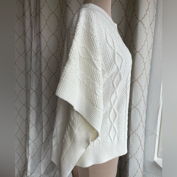 J.Crew Fisherman Women's White Cable Knit Poncho Sweater, One Size - Picture 3 of 10